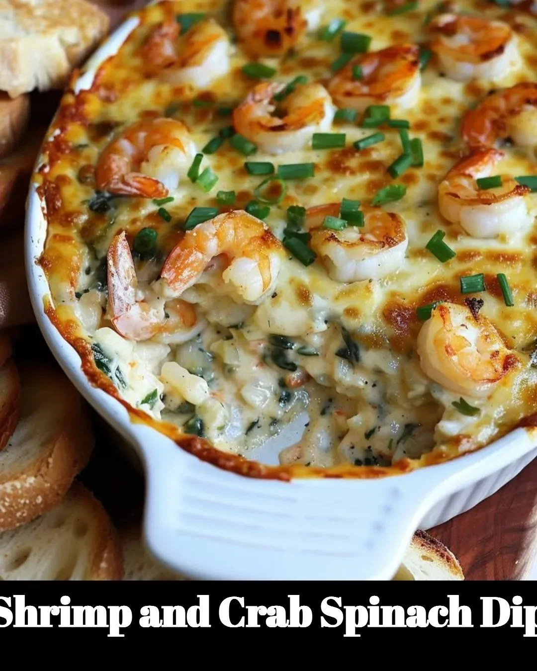 Delicious shrimp and crab spinach dip served in a bowl