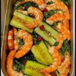 Delicious shrimp and cucumber salad served in a bowl