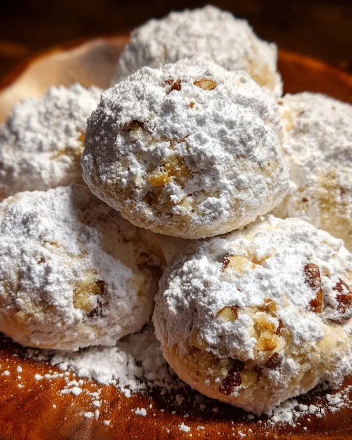 Delicious homemade Snowball Cookies dusted with powdered sugar