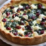 Delicious Spinach Quiche with Feta, Cranberry, and Pine Nuts