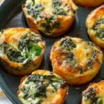 Plate of tasty Spinach Ricotta Bites garnished with herbs