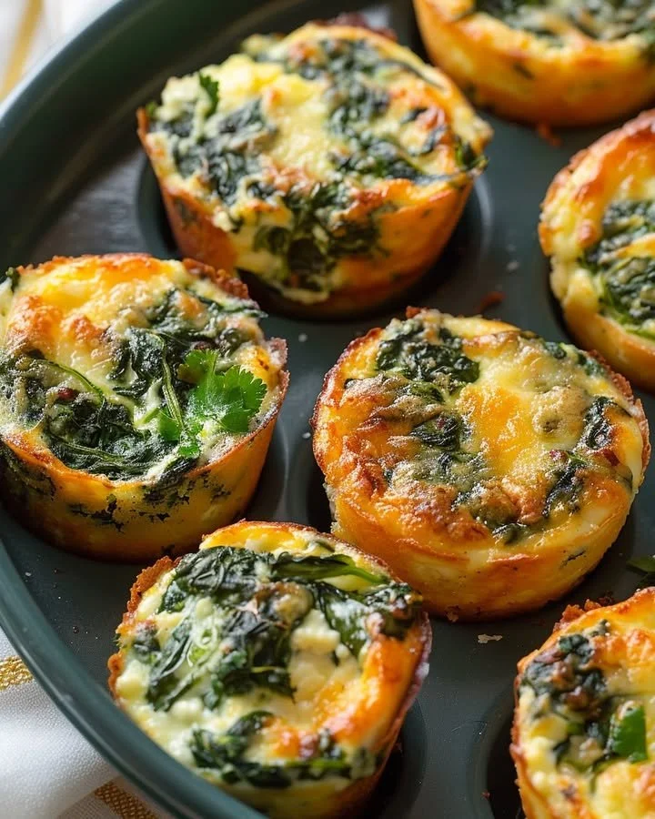 Plate of tasty Spinach Ricotta Bites garnished with herbs