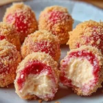 Strawberry Cheesecake Crunch Bites with fresh strawberries and creamy filling