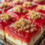 Delicious strawberry crunch cheesecake bites served on a white plate