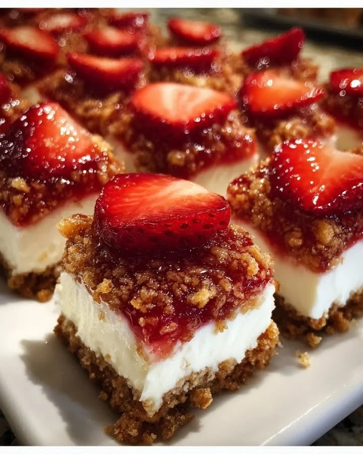 Strawberry Crunch Trifle with layers of strawberries, cream, and crunchy topping