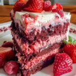 Delicious Strawberry Earthquake Cake with vibrant strawberries and creamy frosting.