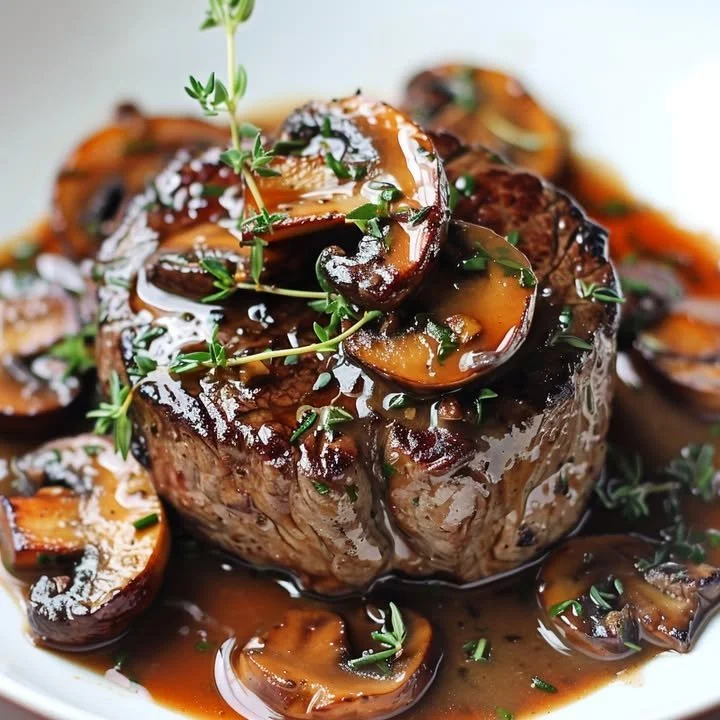 Succulent filet mignon served with a rich portobello mushroom sauce