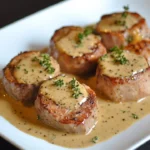 Tender pork medallions served in a creamy mustard sauce with herbs