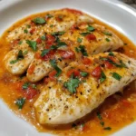 Delicious tilapia fillet served in roasted pepper sauce