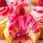 Delicious Velvet Raspberry Swirl Cupcakes with rich chocolate and fresh raspberries