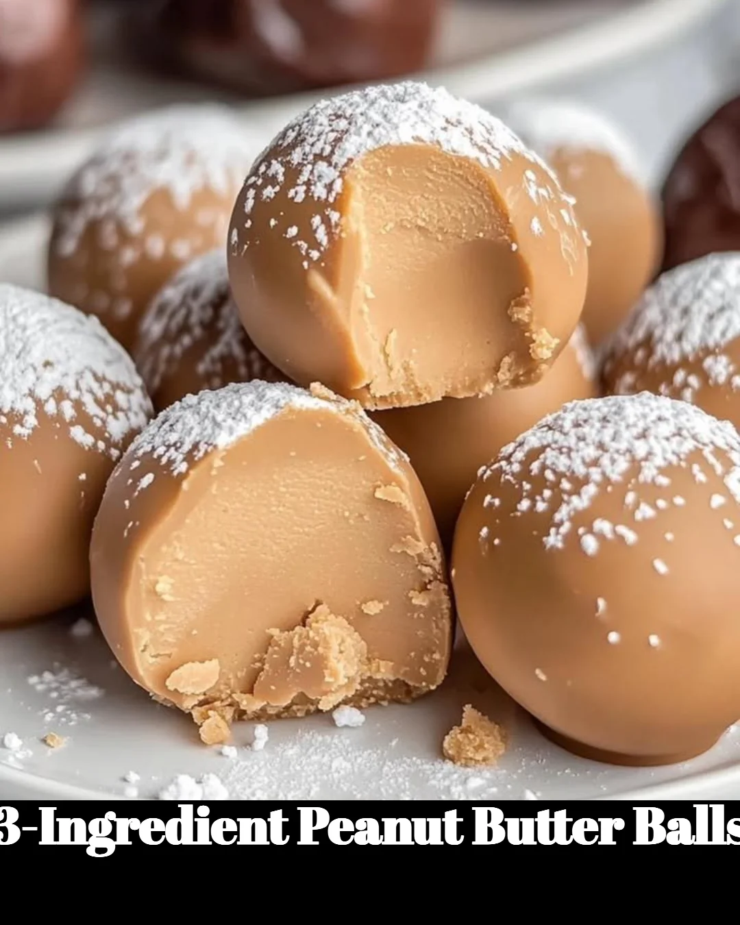 Three delicious peanut butter balls made with just three simple ingredients