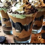 Delicious Baileys Chocolate Mint Pudding Parfaits in elegant glasses