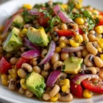 Black-Eyed Pea and Corn Salad in a vibrant bowl with fresh ingredients