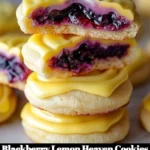 Freshly baked Blackberry Lemon Cookies on a cooling rack.
