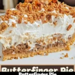 Delicious homemade Butterfinger Pie topped with crushed Butterfinger candy