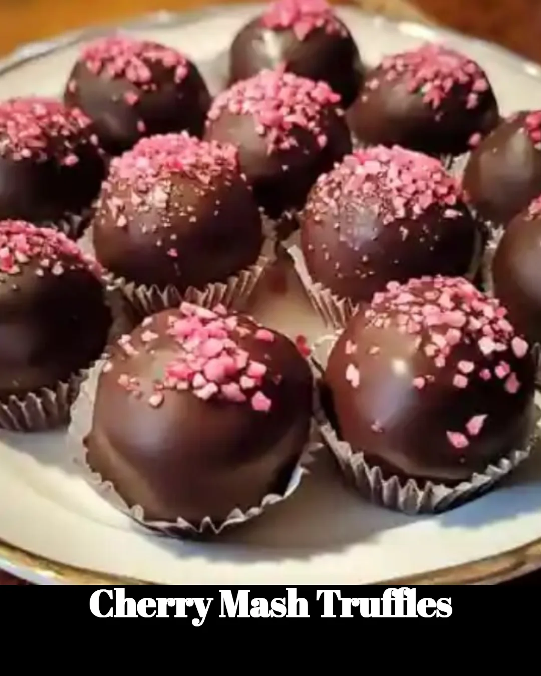 Delicious Cherry Mash Truffles made with chocolate and cherry filling
