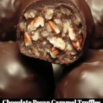 Delicious Chocolate Pecan Caramel Truffles with drizzled caramel and pecans