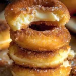 Delicious churro cheesecake donuts served on a plate