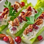 Cranberry Pecan Cream Cheese Stuffed Celery Snow Logs appetizer