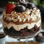Decadent Baileys chocolate cheesecake trifle with layers of chocolate and cream