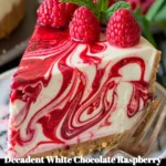 Decadent white chocolate raspberry truffle cheesecake dessert slice