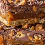 Delicious gooey caramel chocolate crunch bars with a crispy texture