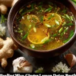 Bowl of healing miso-ginger detox broth with fresh ingredients.