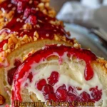 Heavenly Cherry Cream Cheese Roll Cake with fresh cherries and cream cheese frosting