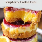 Heavenly lemon raspberry cookie cups with vibrant berries on top.