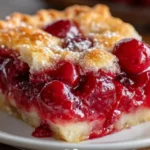 A slice of Hillbilly Pie, also known as Poor Man's Pie, served on a rustic table.