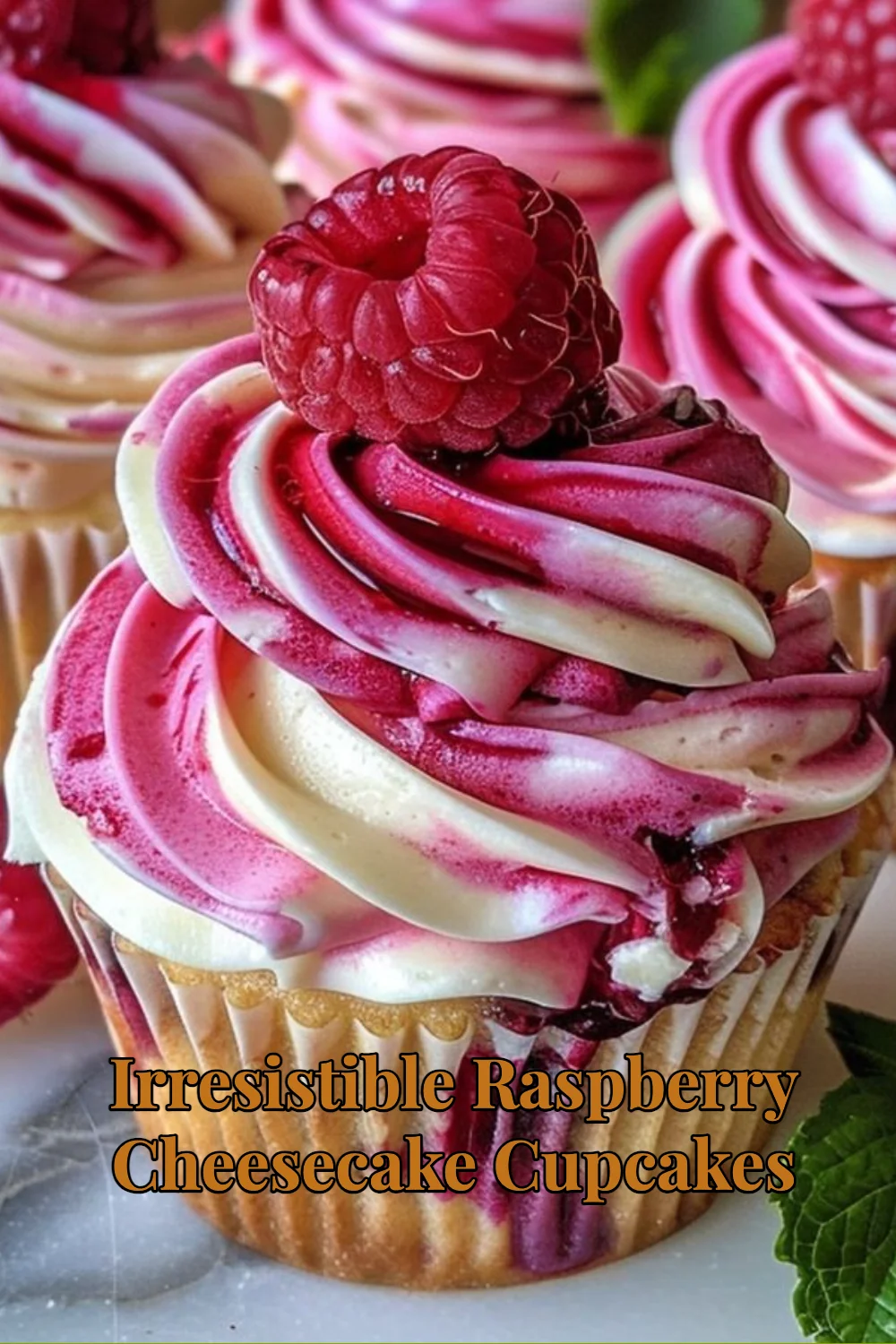 Irresistible raspberry cheesecake cupcakes with creamy frosting and fresh raspberries.