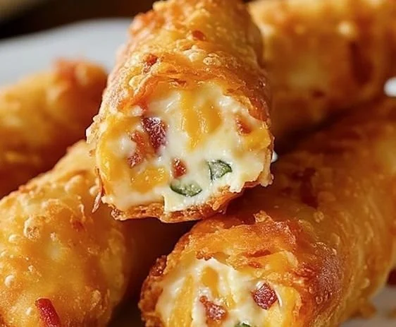 Mini jalapeño popper egg rolls served on a plate