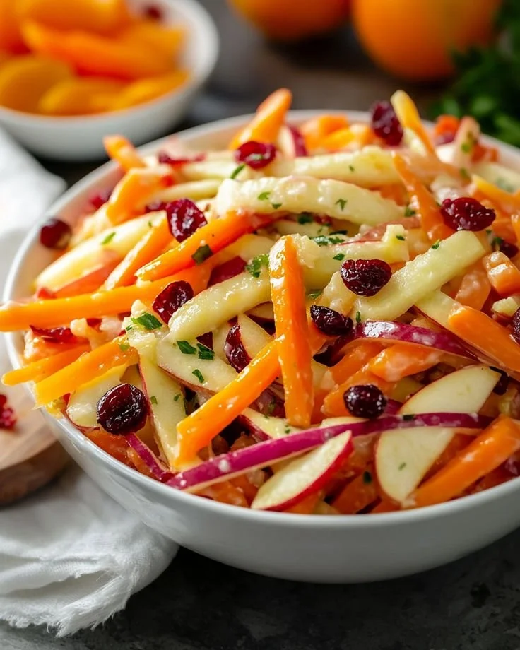 Refreshing apple cranberry carrot salad with vibrant colors and healthy ingredients