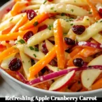 A vibrant apple cranberry carrot salad served in a bowl, showcasing fresh ingredients.