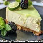 Refreshing lime mousse cheesecake topped with a vibrant lime glaze