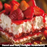 Delicious strawberry pretzel dessert with creamy topping and crust