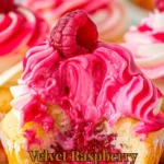 Velvet Raspberry Swirl Cupcakes with vibrant raspberry topping