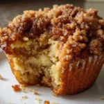 Freshly baked Apple Cinnamon Streusel Muffins with a crumbly topping.
