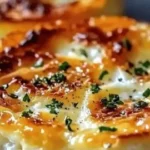 Delicious baked cottage cheese eggs in a white dish garnished with herbs