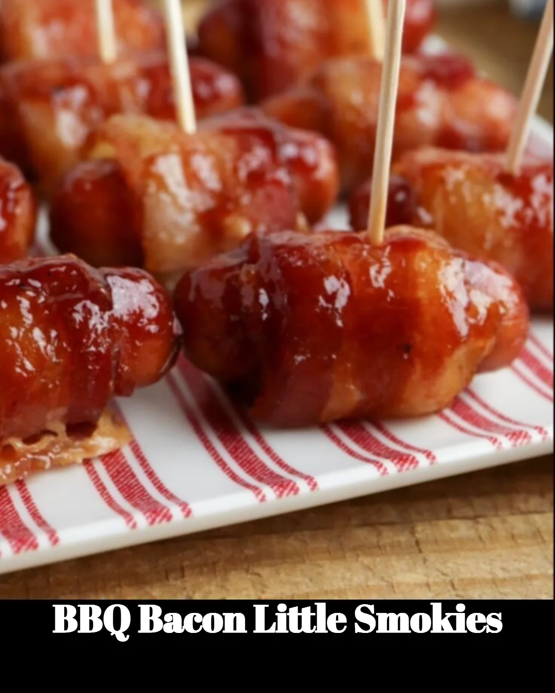BBQ Bacon Little Smokies served on a platter with dipping sauce