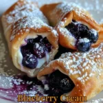 Delicious blueberry cream cheese egg rolls served on a plate.