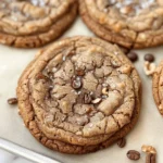 Delicious brown butter coffee toffee cookies, freshly baked and ready to enjoy.