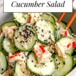 California Roll Cucumber Salad with avocado and cucumber slices