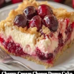 Delicious Cherry Cream Cheese Dump Cake ready to serve, ideal for dessert lovers.