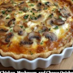 Delicious Chicken Quiche with mushrooms and cheese, perfect for brunch or dinner