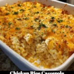 Delicious Chicken Rice Casserole topped with herbs and served in a baking dish.