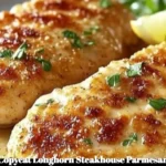 Delicious Parmesan Crusted Chicken, inspired by Longhorn Steakhouse recipe.