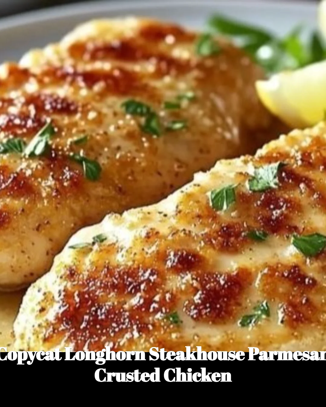 Delicious Parmesan Crusted Chicken, inspired by Longhorn Steakhouse recipe.