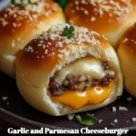 Garlic and Parmesan Cheeseburger Bombs served on a plate