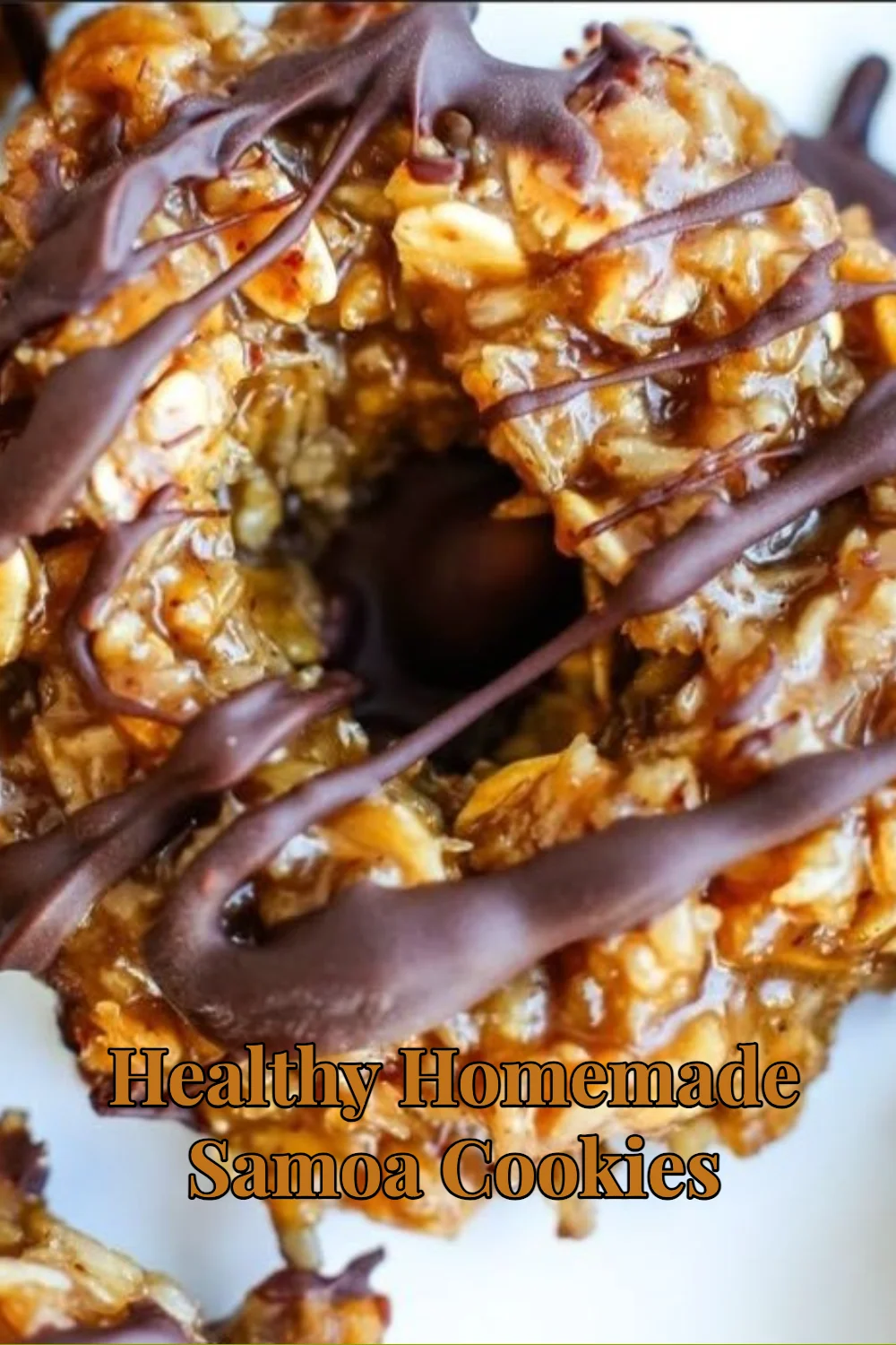Healthy homemade Samoa cookies with coconut and chocolate topping